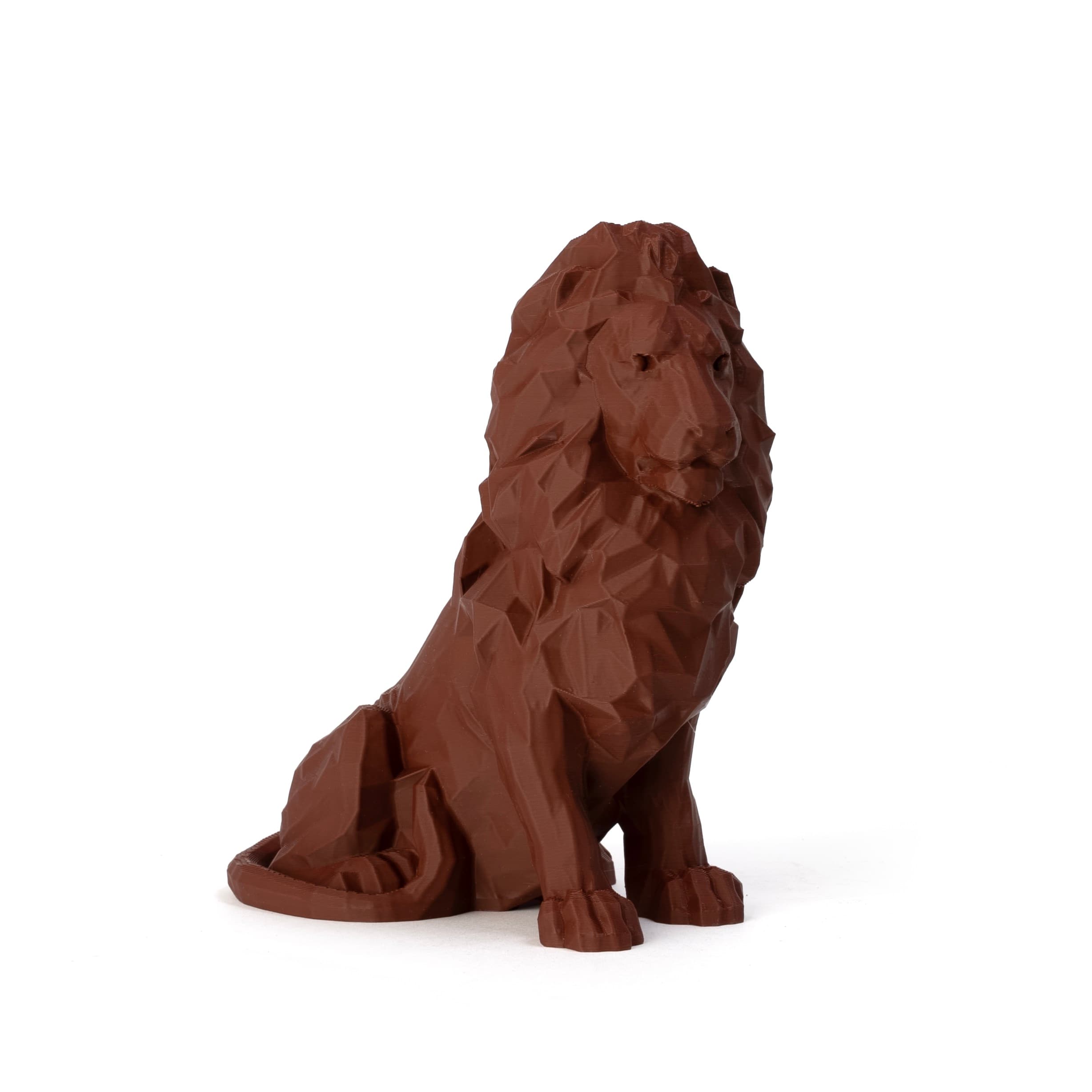 Brown 3D printed lion figurine