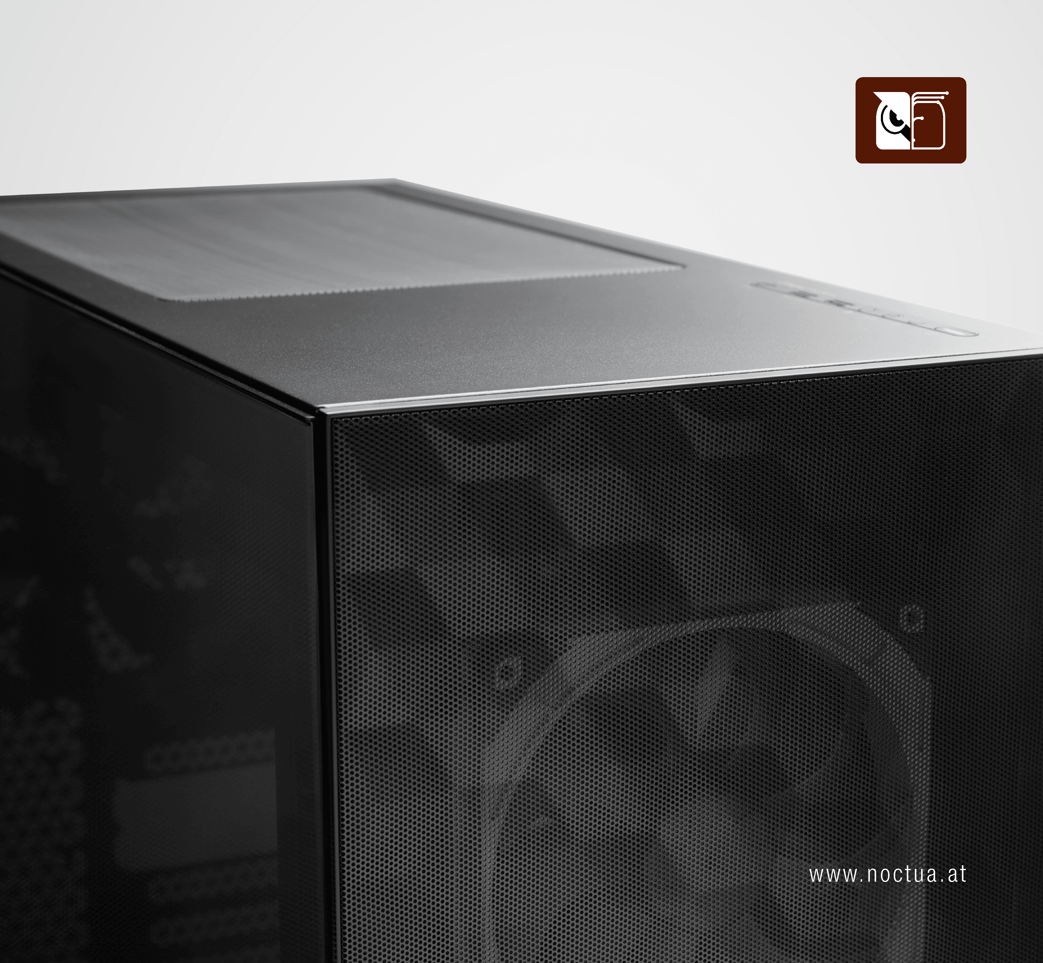 A close-up of a case's mesh front panel.