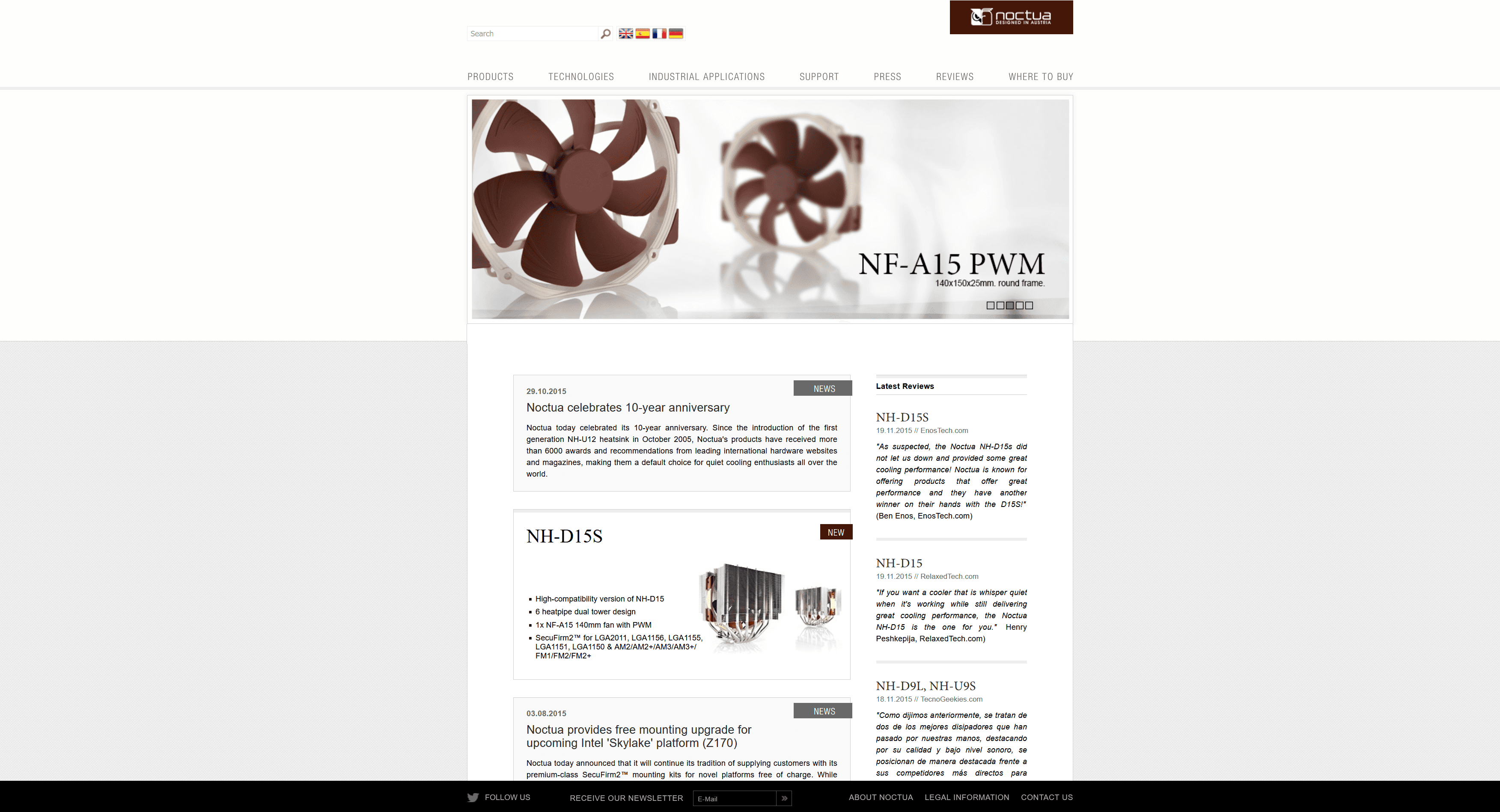Noctua's website in 2015