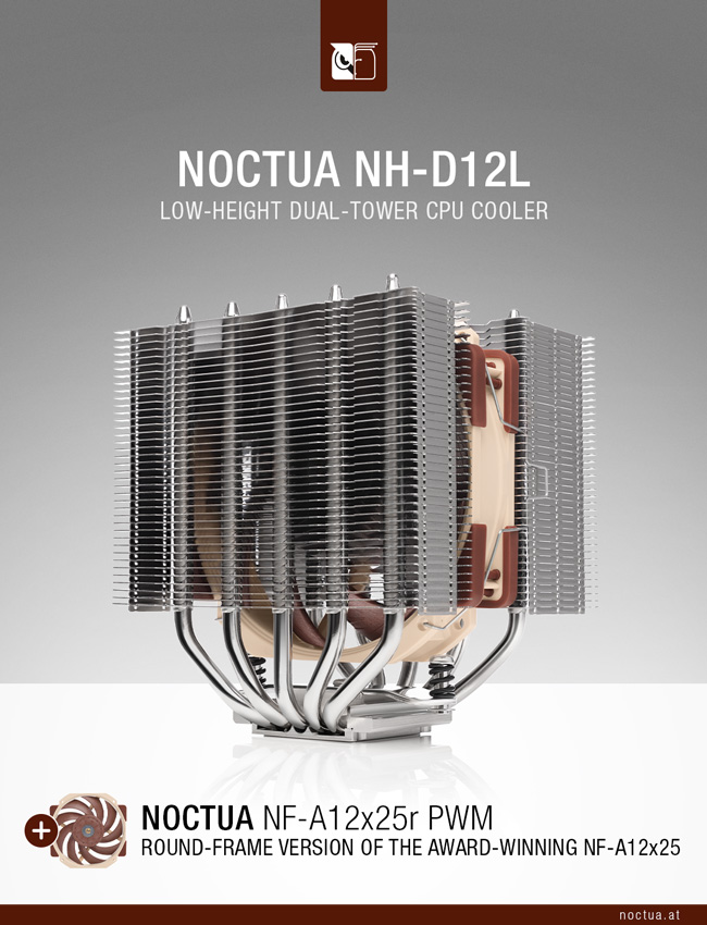 presents NH-D12L low-height 120mm dual tower CPU cooler