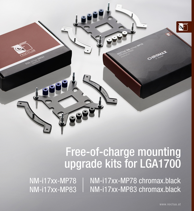 Schwarz CPU-Kühler-Montageset CPU-Kühler auf Intel LGA1700 Noctua NM-i17xx-MP78 chromax.Black 
