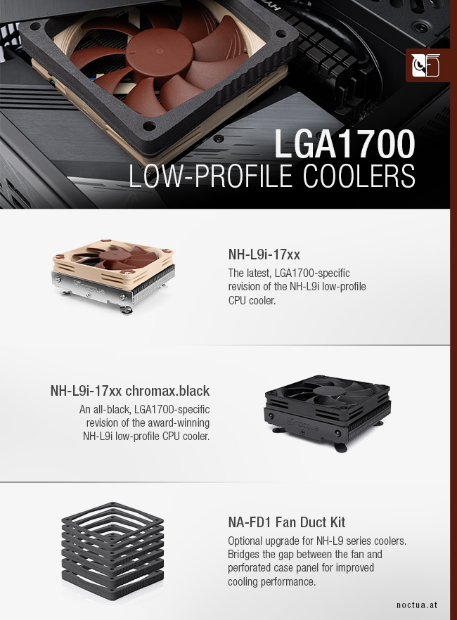 Noctua introduces NH-L9i low-profile CPU coolers for LGA1700 and Noctua introduces NH-L9i low-profile CPU coolers for LGA1700 and